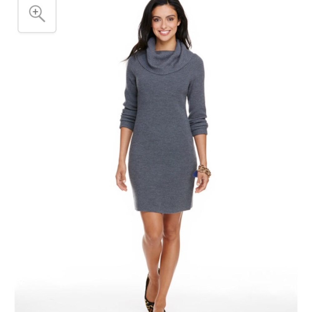 Vineyard Vines Funnel Neck Sweater Dress Gray